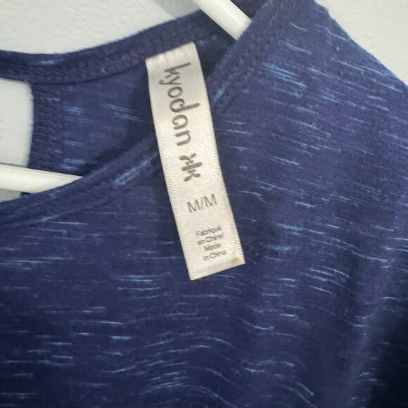 Kyodan Heather Dark Blue Shirt Women's Size Medium Keyhole Back Polyester Rayon - Picture 3 of 6